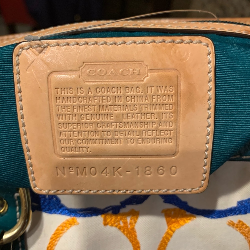 Coach Teal Multi Signature Tote - Picture 2 of 6